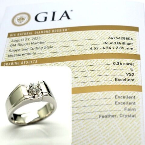 แหวนเพชร พร้อมใบ Certificate GIA