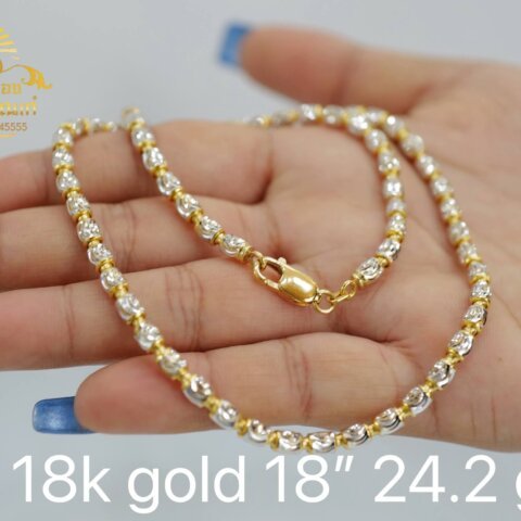 สร้อยคอทอง italy 18K สองสี