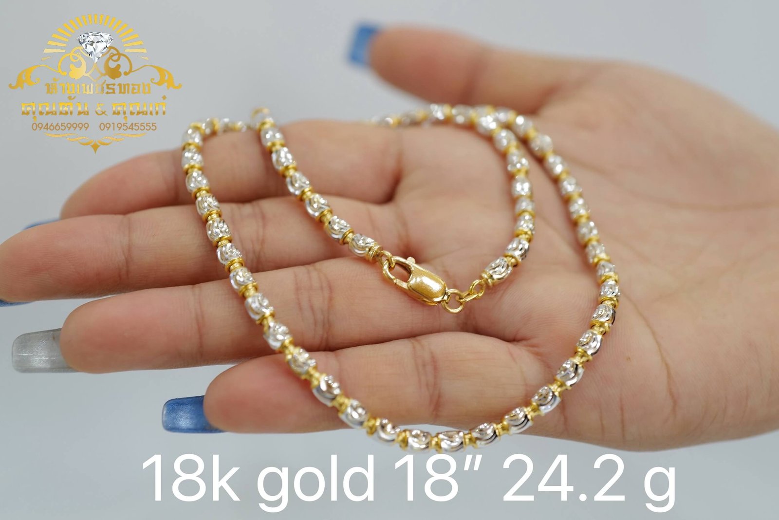 สร้อยคอทอง italy 18K สองสี